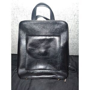 Vera Pelle Black Leather Backpack Bag